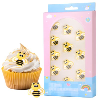 12pcs Edible Bees Cake Decorations, Icing Bumble Bee Cupcake Toppers Sugar Sprinkles for Cake Decorating Parties Baby Shower Waffles Ice Creams Decor