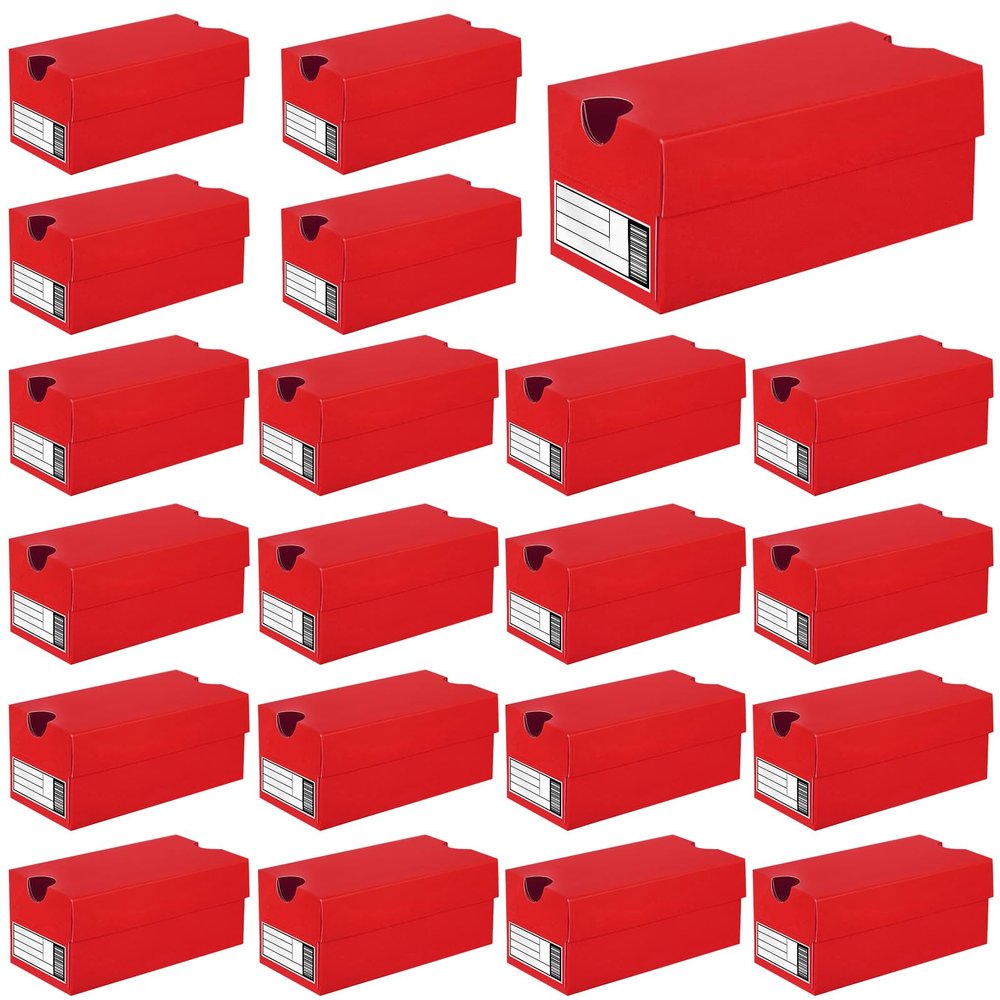 24 Pack Mini Sneaker Boxes for Party Favors 4.7 x 2.5 x 2 Inch Mini Shoe Gifts Boxes for Candies Cookies Snacks Sports Small Gift Case with Label for Wedding , Holiday, Birthday Party Favor (Red)