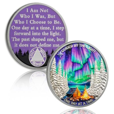 YRCKUDZKG Guided by Northern Lights Sobriety Coin