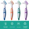 Denture Brush, 4Pcs Denture Toothbrushes, Double Sided denture Brushes, Denture Cleaning Care Brush, Multi-Layered Bristles and Rubber Anti-Slip Handle False Teeth Brush for Cleaning Retainers view 2