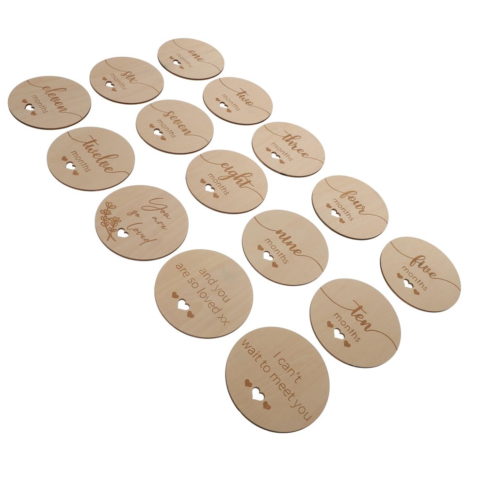 VICASKY 1set Milestone Cards Monthly Growth Announcement Discs Commemorative for Newborn Photography Props Beautiful Grain Effortless to Hold Safe