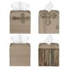 Western Crosses Barn Wood and Conchos Luxury Leather Tissue Box with Elegant Tissue Lid and Sophisticated Office Decoration view 2