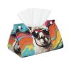Alpaca Wearing Sunglasses Tissue Box Cover Pu Leather Waterproof Tissue Box Holder Modern Rectangular Tissue Case Paper Holder Decorative Organizer for Car Bathroom Bedroom Office Tabletop Decor view 1