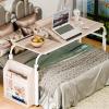 gihusrzx 40cm Wide Overbed Table with 360 Degree Wheels Overbed Desk Side Bookshelf Tilt Sofa Bed Table Length Height Adjustable Over Bed Desk Bed Table Overbed Laptop Table Over Bed Table White 80 cm view 4