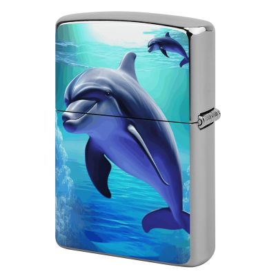 Dolphin Metal Lighter Case, Durable Lighter Protective Cover with Personalized Graffiti Design Easy to Install, Universal Fit for Standard Lighters, Stylish & Unique Idea