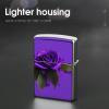 Purple Rose Print Metal Lighter Case, Durable Lighter Protective Cover with Personalized Graffiti Design Easy to Install, Universal Fit for Standard Lighters, Stylish & Unique Idea view 4