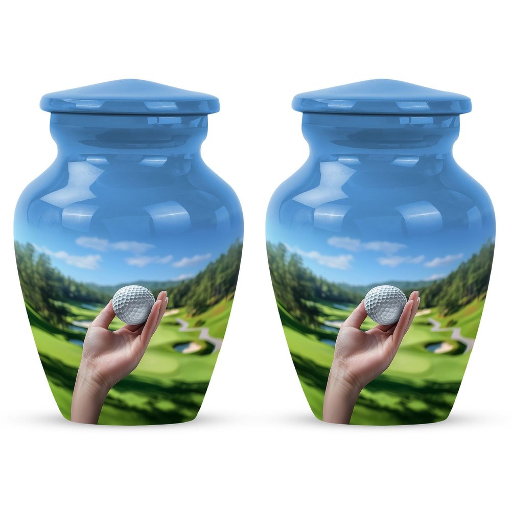 Golf Ball Small urns for Human Ashes Keepsake - mini Funeral urn for Human Ashes 3 inch 2 pcs