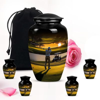 Golf Large Small urns for Human Ashes - Large Memorial urn for Ashes Combo of 10" & 3"