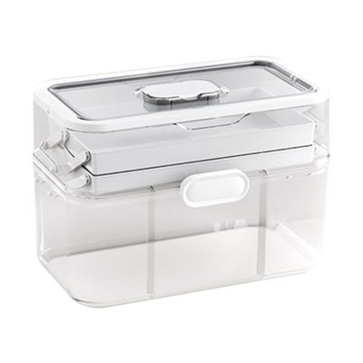 JOYO 3-Tier Portable Medicine Storage Box,Medical Organizer With Removable Medicines Boxes, Dustproof & Moisture-Proof, Medicine Organizer Box for Home Travel (Transparent)