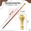 Walking Cane with Antique Brass Knob Handle Stylish Vintage Walking Stick Elegant Wood & Brass Mobility Aid Foldable, Adjustable, Collectible Stick view 2