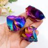 LOVDUSA 1PC Natural Crystal Aura Obsidian Electroplated Glitter Raw Stone Gemstone Mineral Specimen Home Decoration view 2