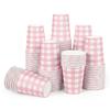 120pcs 9oz Gingham Party Paper Drinking Cups, Pink Disposable Plaid Paper Cups Checkered Cups for Wedding Birthday Decoration Fiesta Baby Shower Picnic view 1