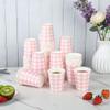 120pcs 9oz Gingham Party Paper Drinking Cups, Pink Disposable Plaid Paper Cups Checkered Cups for Wedding Birthday Decoration Fiesta Baby Shower Picnic view 3