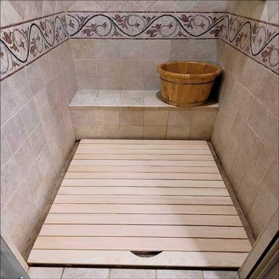 Customizable Wooden Bathroom Mat , Large Slated Platform for Luxury Shower Non Slip Bathroom, 20 24 28 30 34 38 40 44 Inch Outdoor Shower Floor For Elderly/ Spa, Heavy Duty Entryway Mat(20x38in(50x97c