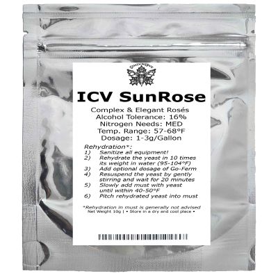 ICV SUNROSE Yeast for Homebrewing - Mead, Cider, Wine - 10g Packet - Saccharomyces Cerevisiae - Sold by Shadowhive.com