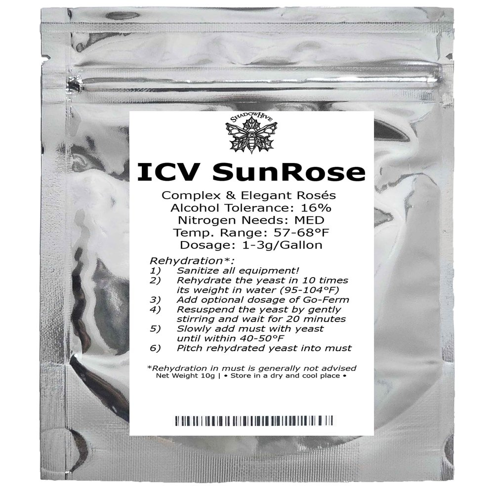 ICV SUNROSE Yeast for Homebrewing - Mead, Cider, Wine - 10g Packet - Saccharomyces Cerevisiae - Sold by Shadowhive.com