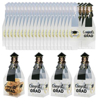 50 Pcs Graduation Candy Boxes with Tassel Graduation Party Favors Graduation Gifts Graduation Decorations Grad Cap Candy Box for Candy Biscuit Chocolate Supplies, Style 2