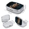 Cute and Lovely CatPill Organizer with Mirror, 2 Compartment Metal Travel Pill Case, Weekly Medicine Container for Daily Meds, Compact & Artistic Design for Purse, Pocket, Or Wallet view 2