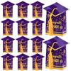 50 Pcs Graduation Cap Gift Boxes with Tassel, Treat Box Graduation Candy Boxes Centerpieces for Tables Party Decorations, Mini Treat Chocolate Box Graduate Favors Supplies, Purple view 1