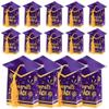 50 Pcs Graduation Cap Gift Boxes with Tassel, Treat Box Graduation Candy Boxes Centerpieces for Tables Party Decorations, Mini Treat Chocolate Box Graduate Favors Supplies, Purple view 2