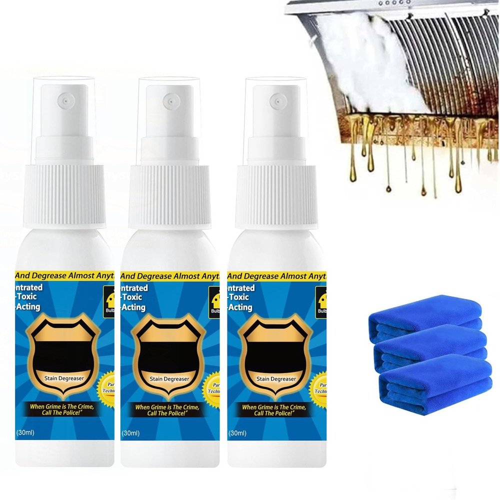 Magic Degreaser Cleaner Spray, Multi Purpose Wash Free Cleaning Spray, Kitchen Cleaner Spray Degreaser for Ovens, Stoves, Pots & Pans, Sinks (30ML,3PC)