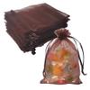 100 Piece Organza Drawstring Gift Bags 5x7 inch Brown for Jewelry,Candy,Card,Charm,Sheer Fabric Clear Mesh Wrap Decorations Sachet for Baby Shower,Christmas,Party Favors,Bridal Shower,Birthday,Wedding view 1