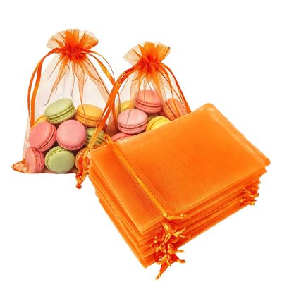 100 Count Organza Drawstring Gift Bags 4x6 inch Orange for Jewelry,Candy,Bracelets,Sheer Fabric Clear Mesh Wrap Sachet for Baby Shower,Christmas,Party Favors,Bridal Shower,Birthday,Wedding,Mothers Day