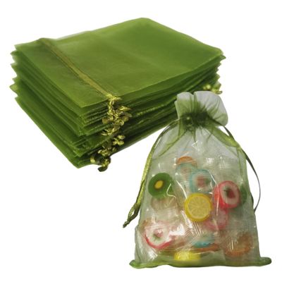 100 Count Organza Drawstring Gift Bags 5x7 inch Light Green for Jewelry,Candy,Sheer Fabric Clear Mesh Wrap Sachet for Baby Shower,Christmas,Party Favors,Bridal Shower,First Birthday,Wedding,Easter