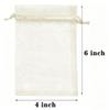 100 Pc Organza Drawstring Gift Bags 4x6 inch Ivory for Jewelry,Candy,Sheer Fabric Clear Mesh Wrap Tulle See Through Sachet for Baby Shower,Christmas,Party Favors,Bridal Shower,Birthday,Wedding,Holiday view 2