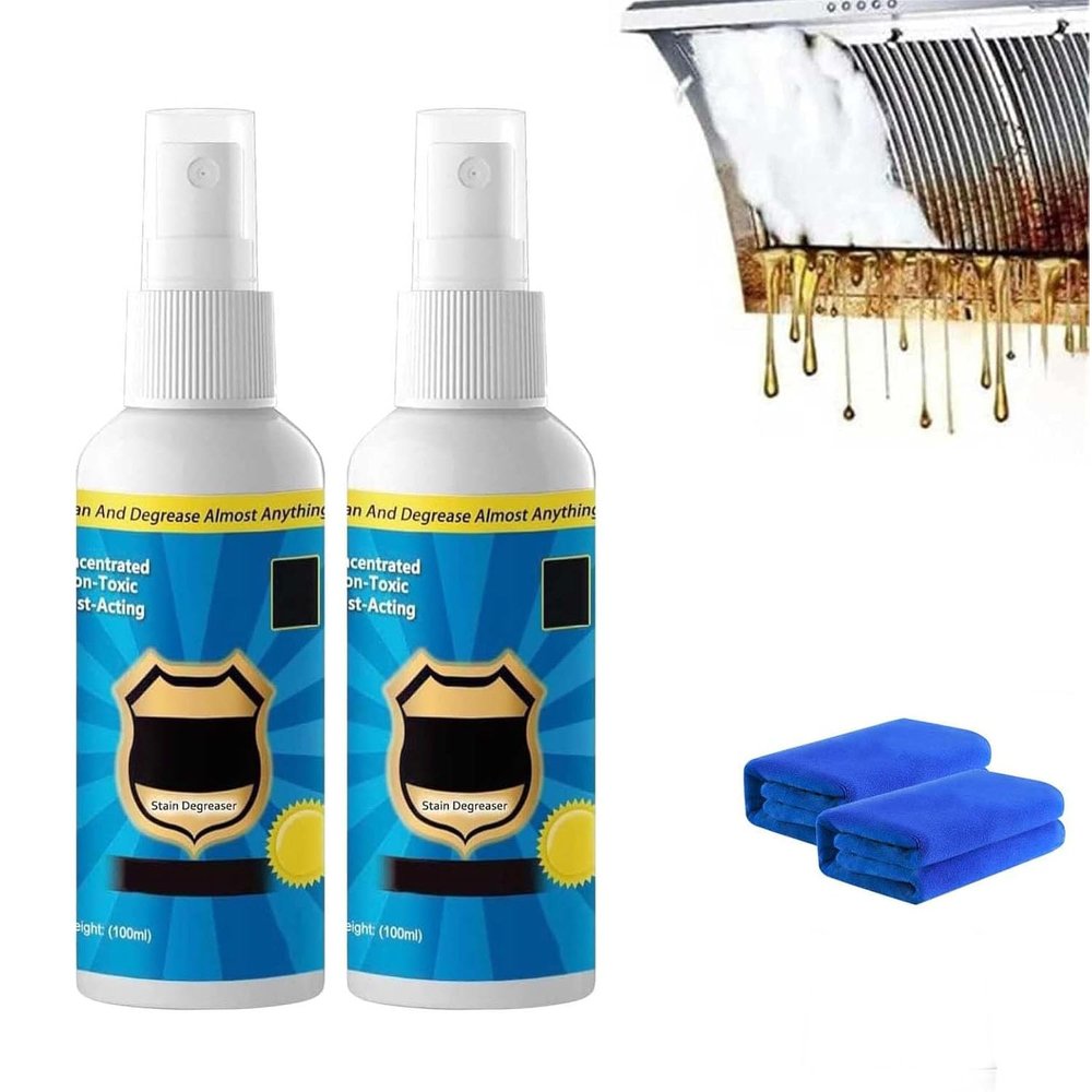 Magic Degreaser Cleaner Spray, Multi Purpose Wash Free Cleaning Spray, Kitchen Cleaner Spray Degreaser for Ovens, Stoves, Pots & Pans, Sinks (100ML,2PC)
