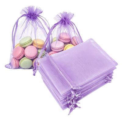100 Pcs Organza Drawstring Gift Bag 4x6 inch Lilac for Jewelry,Candy,Sheer Fabric Clear Mesh Wrap Sachet for Baby Shower,Christmas,Party Favors,Bridal Shower,Birthday,Wedding,Valentines Day,Bridesmaid