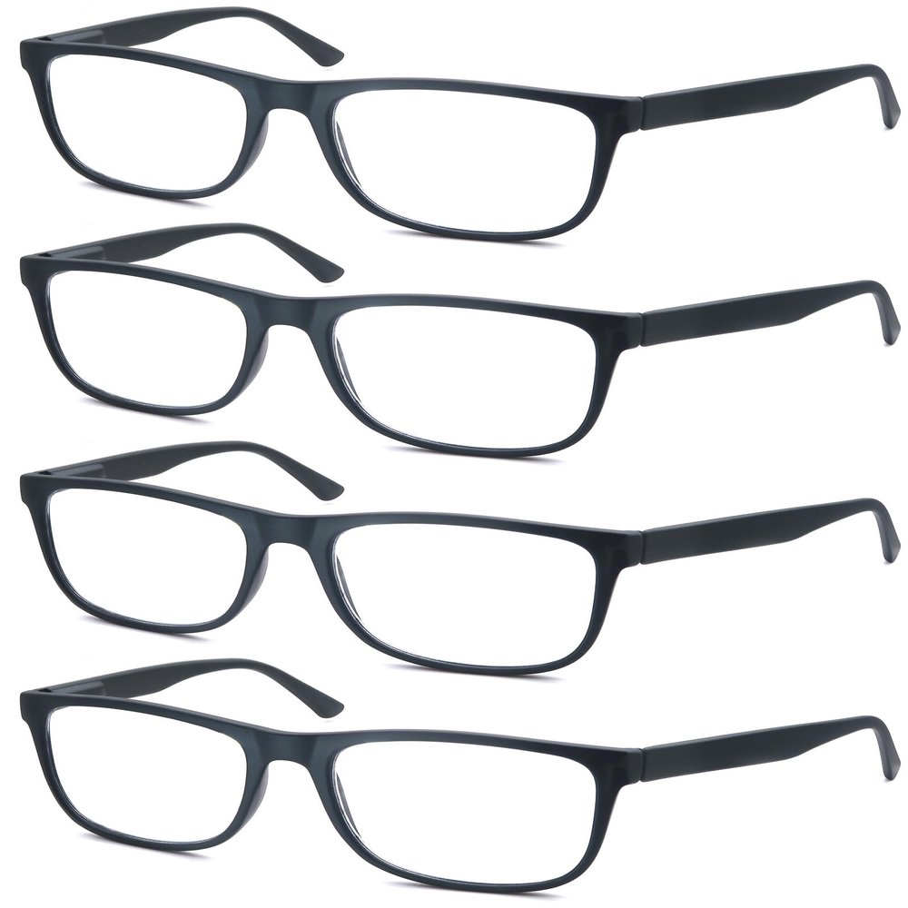 OLOMEE Matte Black Reading Glasses Men Large Oversized Wide Readers +1.50 Lightweight Magnifying Cheaters Big Head/Large Face
