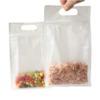 PABCK Clear Plastic Food Bags Stand Up with Handle 30Pcs 7.9x11.8+3.15 inch view 3