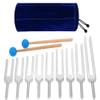 for 9pcs/kit Tuning Forks + Silicone Hammer+ Bag Sound Vibration Relax Mind Body Sound Therapy Music Instrument Meditate