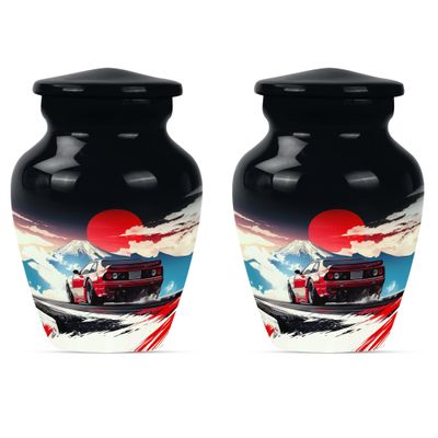 Car Urns for Adult Female Ashes, Small Cremation Urn for Human Ashes, Urn for Ashes Adult Male, Keepsake Urns for Ashes Small (Size - 3inch, 2 Pcs)