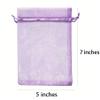 100 Count Gifts Organza Bags Lilac Drawstring 5x7 inch for Baby Shower,Christmas,Wedding,Party Favors,Bridal Shower,First Birthday,Sheer Fabric Mesh Clear Wrap Glitter Sachet for Jewelry,Candy,Bows view 2