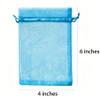 100 Pieces Gift Organza Bags Aqua Blue Drawstring 4x6 inch for Baby Shower,Christmas,Wedding Guests,Party Favors,Bridal Shower,Birthday,Sheer Fabric Mesh Clear Wrap Sachet for Jewelry,Candy,Cosmetic view 2