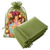 100 Pc Gift Organza Bags Light Green Drawstring 4x6 inch for Baby Shower,Christmas,Wedding,Party Favors,Bridal Shower,Birthday,Decorative,Sheer Fabric Mesh Clear Wrap Sack Sachet for Jewelry,Candy view 1