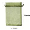 100 Pc Gift Organza Bags Light Green Drawstring 4x6 inch for Baby Shower,Christmas,Wedding,Party Favors,Bridal Shower,Birthday,Decorative,Sheer Fabric Mesh Clear Wrap Sack Sachet for Jewelry,Candy view 2