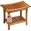 GREENTEAK Premium 22" Teak Wood Shower Bench with Shelf, 2-Tier Waterproof Teak Shower Stool, Non-Slip Feet for Enhanced Safety, Spa Bath Seat for Bathroom, Indoor & Outdoor Use, 300 lb Capacity view 1