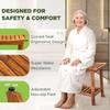 GREENTEAK Premium 22" Teak Wood Shower Bench with Shelf, 2-Tier Waterproof Teak Shower Stool, Non-Slip Feet for Enhanced Safety, Spa Bath Seat for Bathroom, Indoor & Outdoor Use, 300 lb Capacity view 4