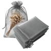 100 Pc Gift Organza Bags Grey Drawstring 5x7 inch for Baby Shower,Christmas,Rustic Wedding,Party Favors,Bridal Shower,Birthday,Bridesmaid,Sheer Fabric Mesh Clear Wrap Gauze Sachets for Jewelry,Candy view 1