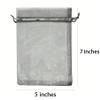 100 Pc Gift Organza Bags Grey Drawstring 5x7 inch for Baby Shower,Christmas,Rustic Wedding,Party Favors,Bridal Shower,Birthday,Bridesmaid,Sheer Fabric Mesh Clear Wrap Gauze Sachets for Jewelry,Candy view 2