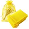 100 Pc Gift Organza Bags Yellow Drawstring 5x7 inch for Baby Shower,Christmas,Wedding,Party Favors,Bridal Shower,Birthday,Prom,Sheer Fabric Mesh Clear Wrap Ribbon Sachet for Jewelry,Candy,Soap,Ball view 1