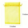 100 Pc Gift Organza Bags Yellow Drawstring 5x7 inch for Baby Shower,Christmas,Wedding,Party Favors,Bridal Shower,Birthday,Prom,Sheer Fabric Mesh Clear Wrap Ribbon Sachet for Jewelry,Candy,Soap,Ball view 2