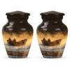 Orange Fishing Cremation urn for Human Ashes - Small Memorial urns for Human Ashes 3 inch 2 pcs view 1