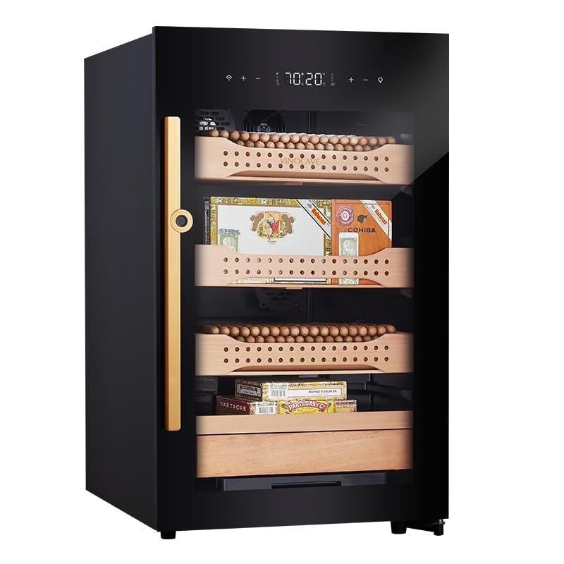 Afidano Electric Humidor 850 Capacity, Cooling Humidor Fridge with Spanish Cedar Wood Shelve, Temperature Control System, Gift for Men