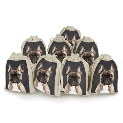 IOLVSHGH French Bulldog Empty Sachet Bags 8 PCS Cotton Muslin Bags with Drawstring Small Cloth Gift Pouches 6.7x4.9 Inch Burlap Bag Drawstring for Spice Tea Jewelry Wedding Party