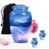 Blue Galaxy Aurora Bliss Mini Urns for Human Ashes Adult Female & Male - Large Urns for Human Ashes Adult - Memorial Funeral - Combo 1 Large 2 Keepsake view 1