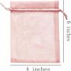 4x6 inch Organza Gifts Bags Drawstring for Travel Jewelry,Candy,50 Pc Blush Pink Sheer Fabric Clear Mesh Wrap Rope Satin Sachet for Baby Shower,Birthday,Christmas,Party Favors,Bridal Shower,Wedding view 2